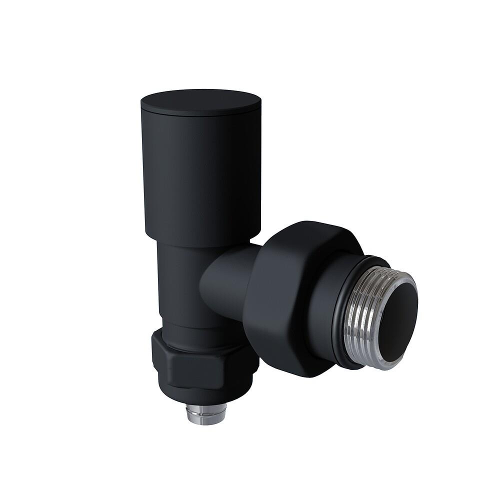 1/2 EDP MAT SİYAH RAL 9005 KÖŞE RADYATÖR VANASI PEX 16x2