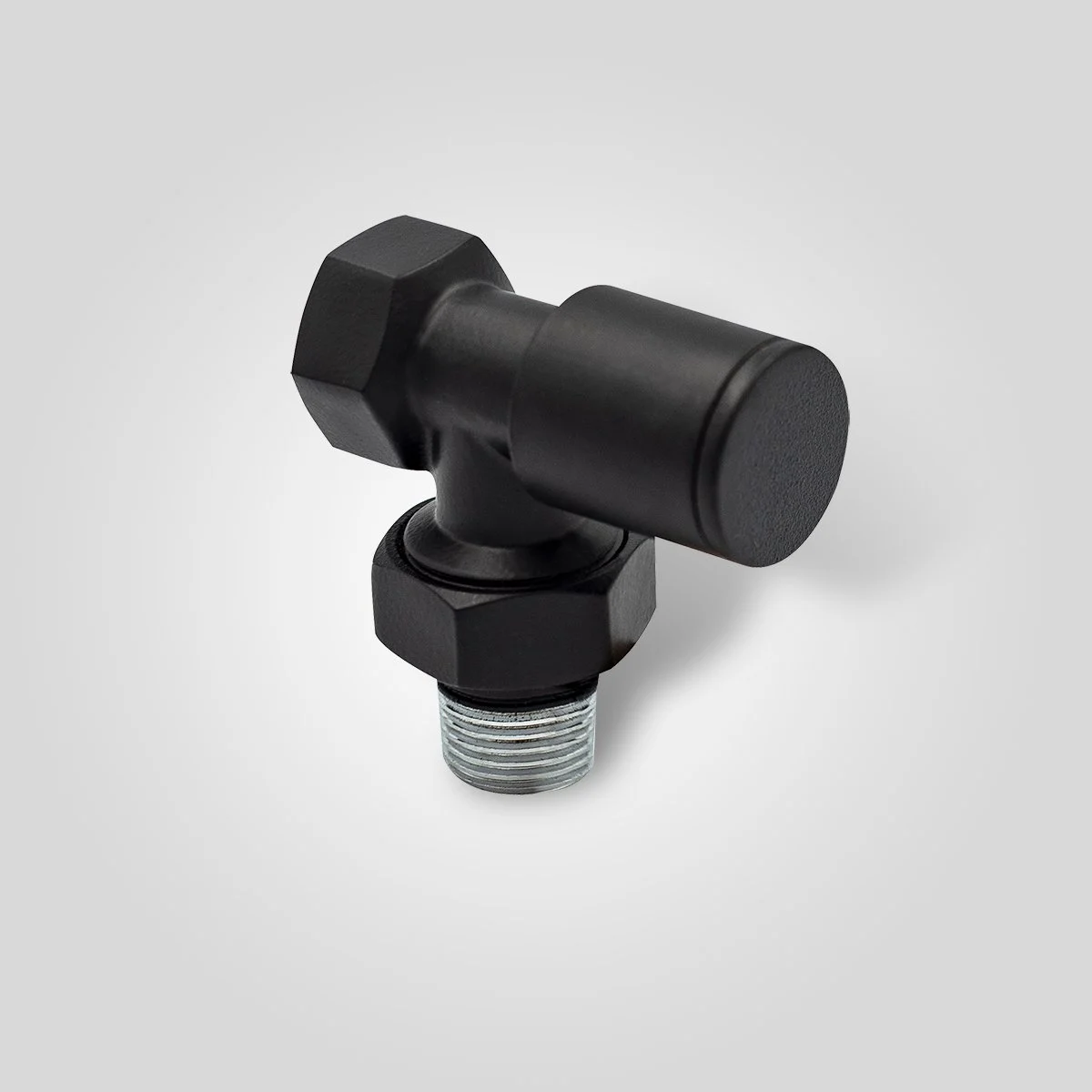 1/2" EDP BOYALI KÖŞE RADYATÖR VANASI PLASTİK VOLAN - MAT SIYAH